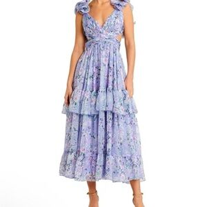 Mac Duggal Purple Tiered Maxi Sundress